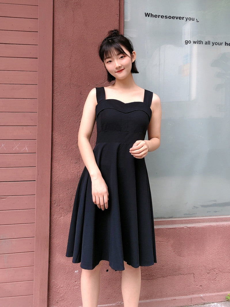 Elegant Black A-Line Sleeveless Dress