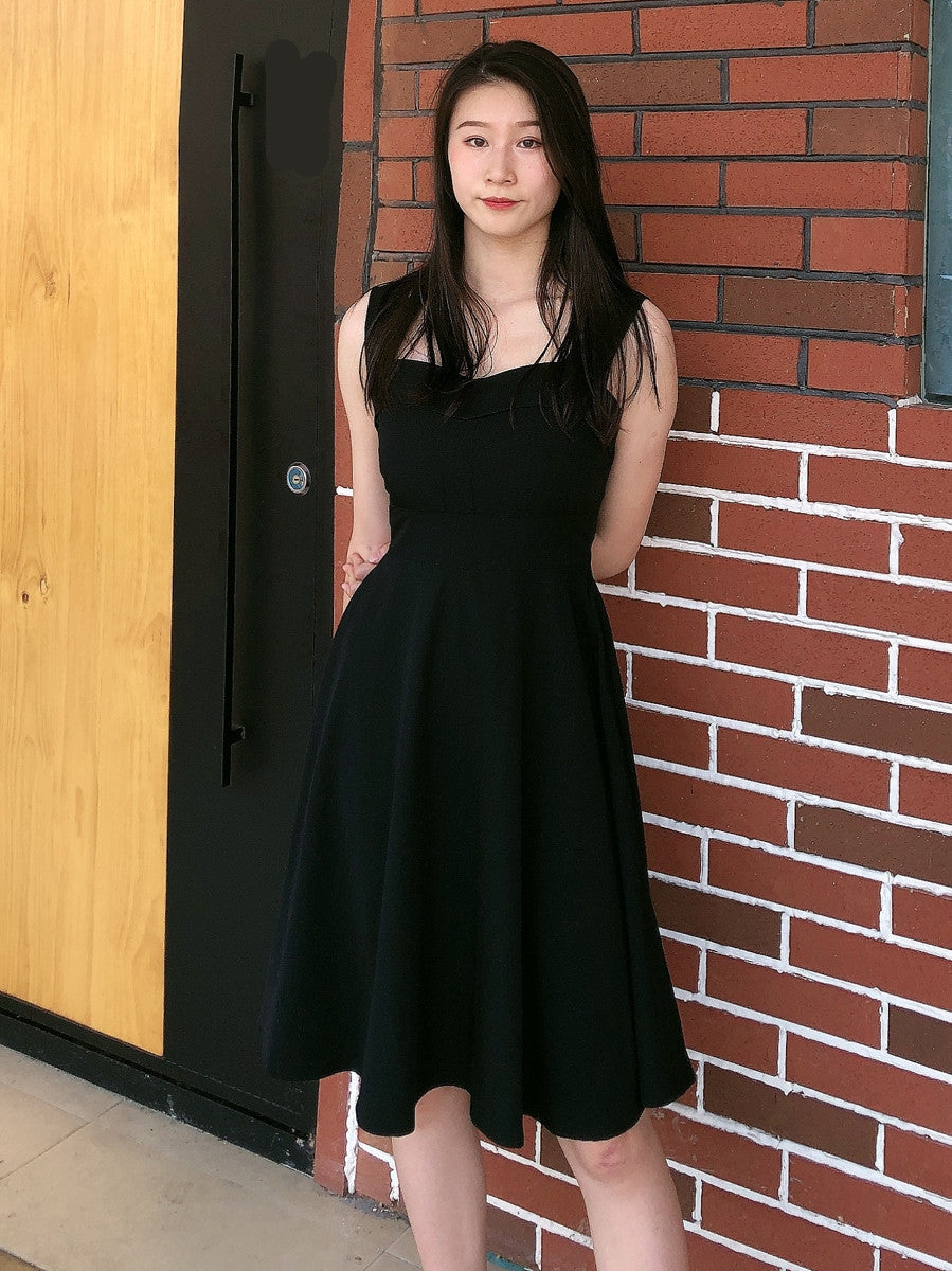 Elegant Black A-Line Sleeveless Dress