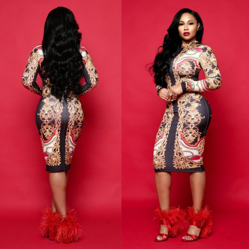 Elegant Printed Pencil Dress