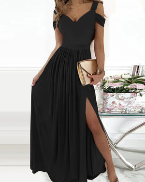 V-neck Boho  Strap Dress Women Split L Flowy Dresses