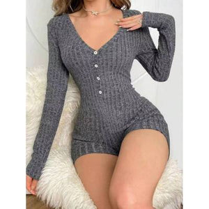 Women Rib Knitted Jumpsuit.