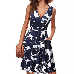 V-neck Sleeveless  Dress Women.