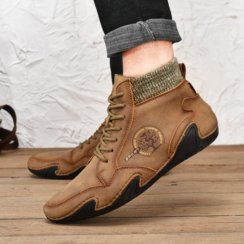 Men Ankle Boots High Top High Quality Flats Shoes