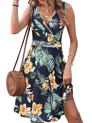 V-neck Sleeveless  Dress Women.