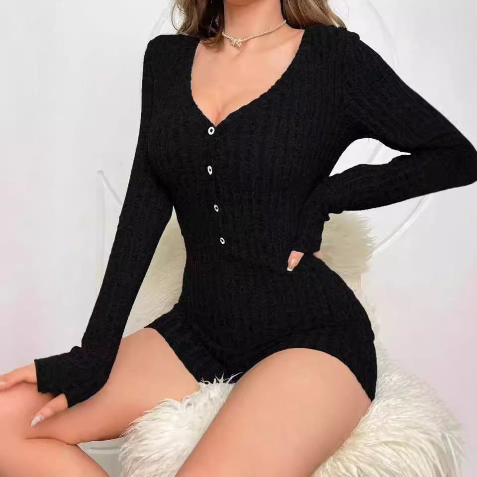 Women Rib Knitted Jumpsuit.