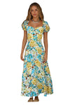 Elegant Floral A-Line Long Skirt Dress.